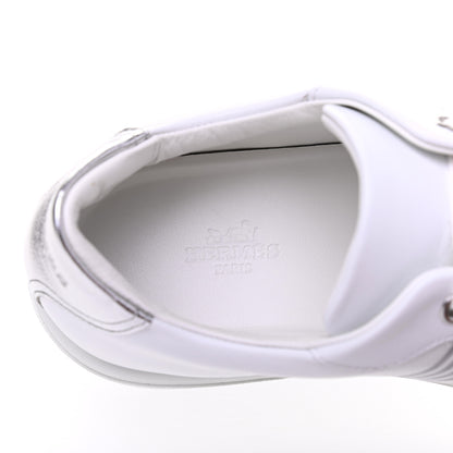 Hermes Calfskin Womens Advantage Sneakers 38 White Gris Argente 7 of 9