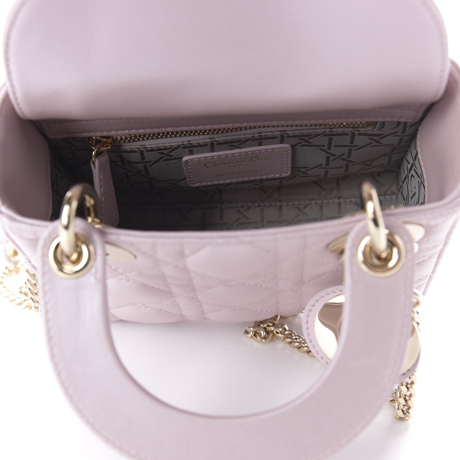 Christian Dior Metallic Lambskin Cannage Mini Lady Dior Lotus 6 of 11