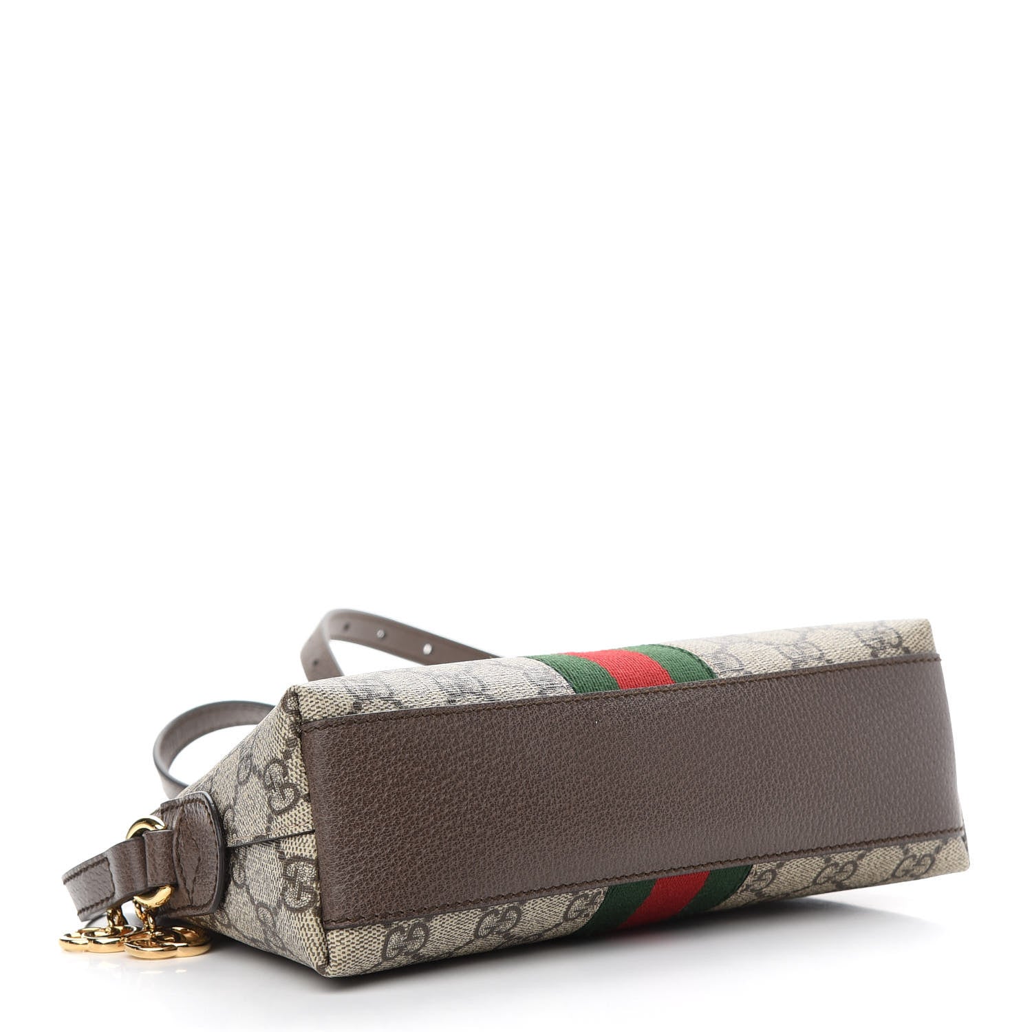 Gucci GG Supreme Monogram Textured Dollar Calfskin Web Small Ophidia Dome Shoulder Bag Beige Ebony New Acero 4 of 9
