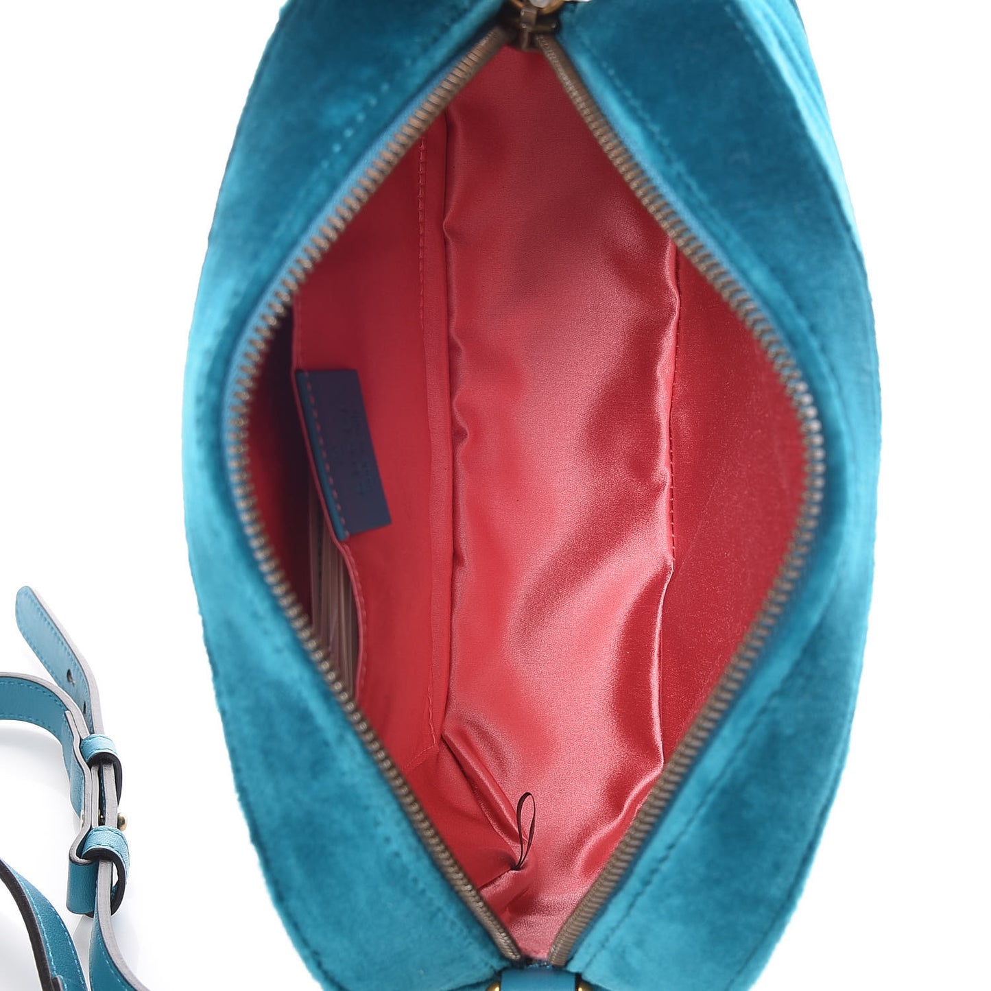 Velvet Matelasse Small GG Marmont Chain Shoulder Bag Pavone Cyan