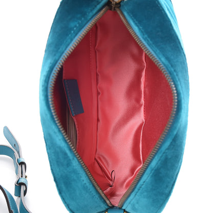 Gucci Velvet Matelasse Small GG Marmont Chain Shoulder Bag Pavone Cyan 5 of 12