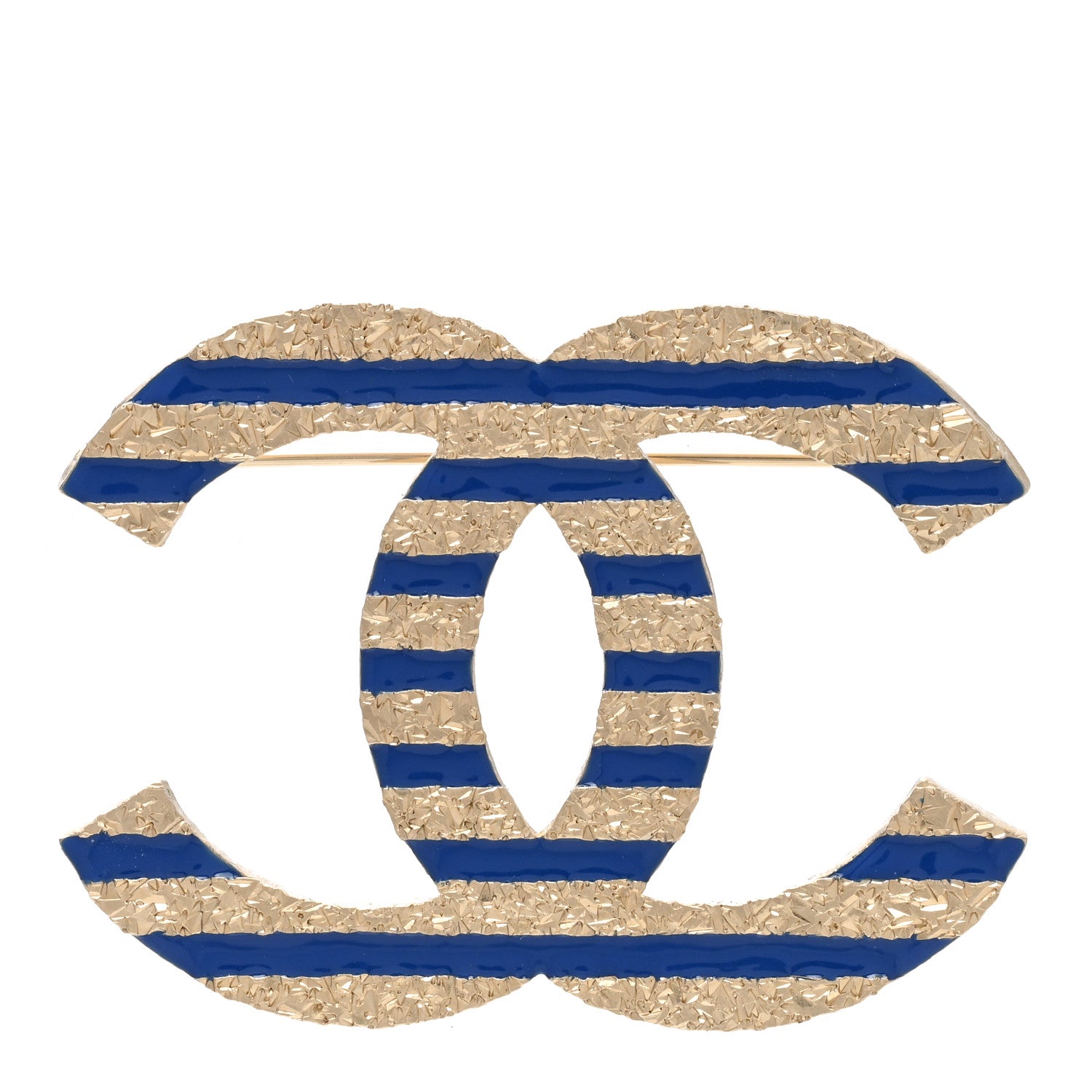 Chanel Resin Glitter CC Brooch Gold Blue 1 of 5