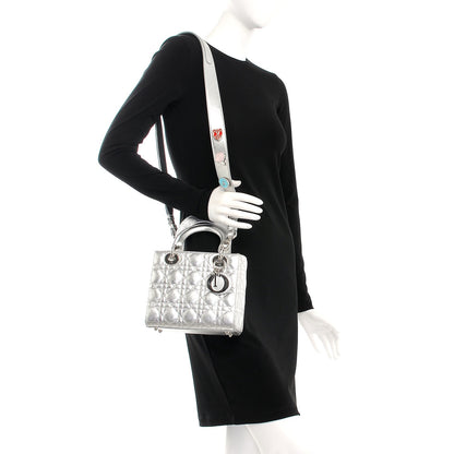Christian Dior Metallic Grained Calfskin Cannage Small Lucky Badges My Lady Dior Silver 2 of 12