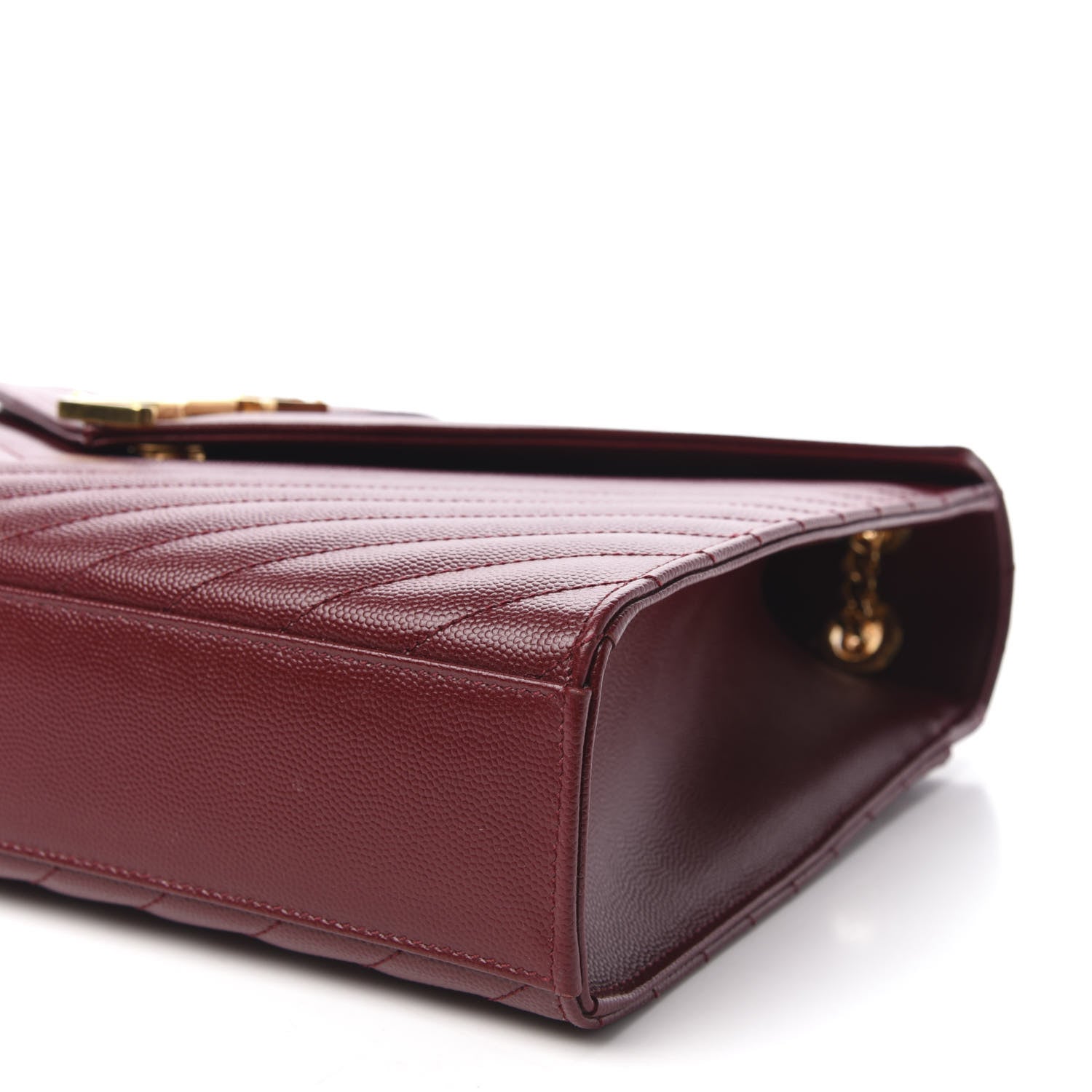 Saint Laurent Grain De Poudre Matelasse Chevron Large Monogram Satchel Oxblood 7 of 10