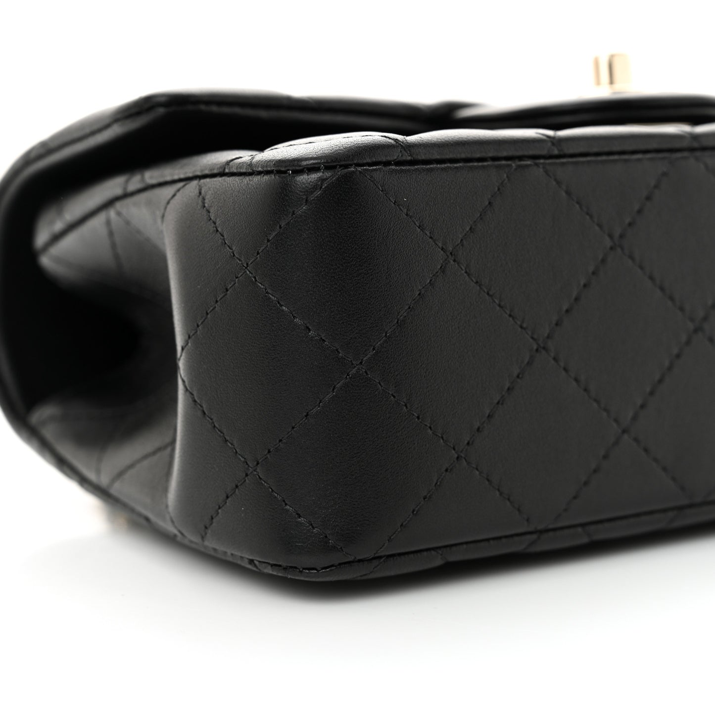 Lambskin Quilted Mini Top Handle Rectangular Flap Black