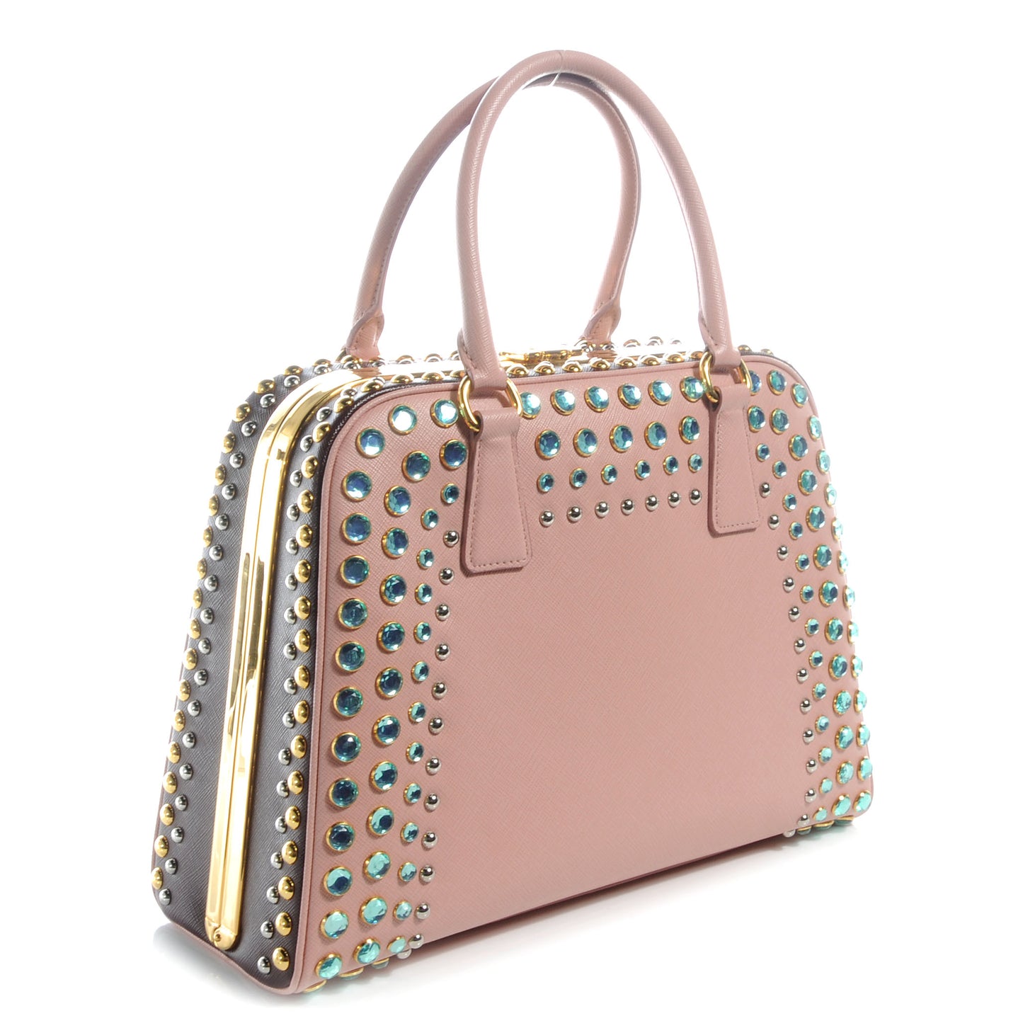 Saffiano Crystal Pyramid Bag Cerniera Orchidea Granato