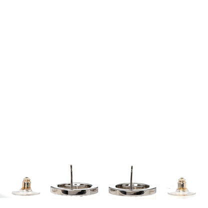 Chanel Crystal CC Round Earrings Silver 3 of 5