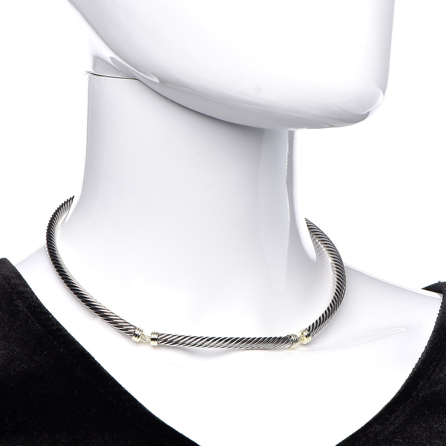 David Yurman Sterling Silver 14K Yellow Gold 5mm Metro Necklace 2 of 6