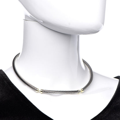 David Yurman Sterling Silver 14K Yellow Gold 5mm Metro Necklace 2 of 6