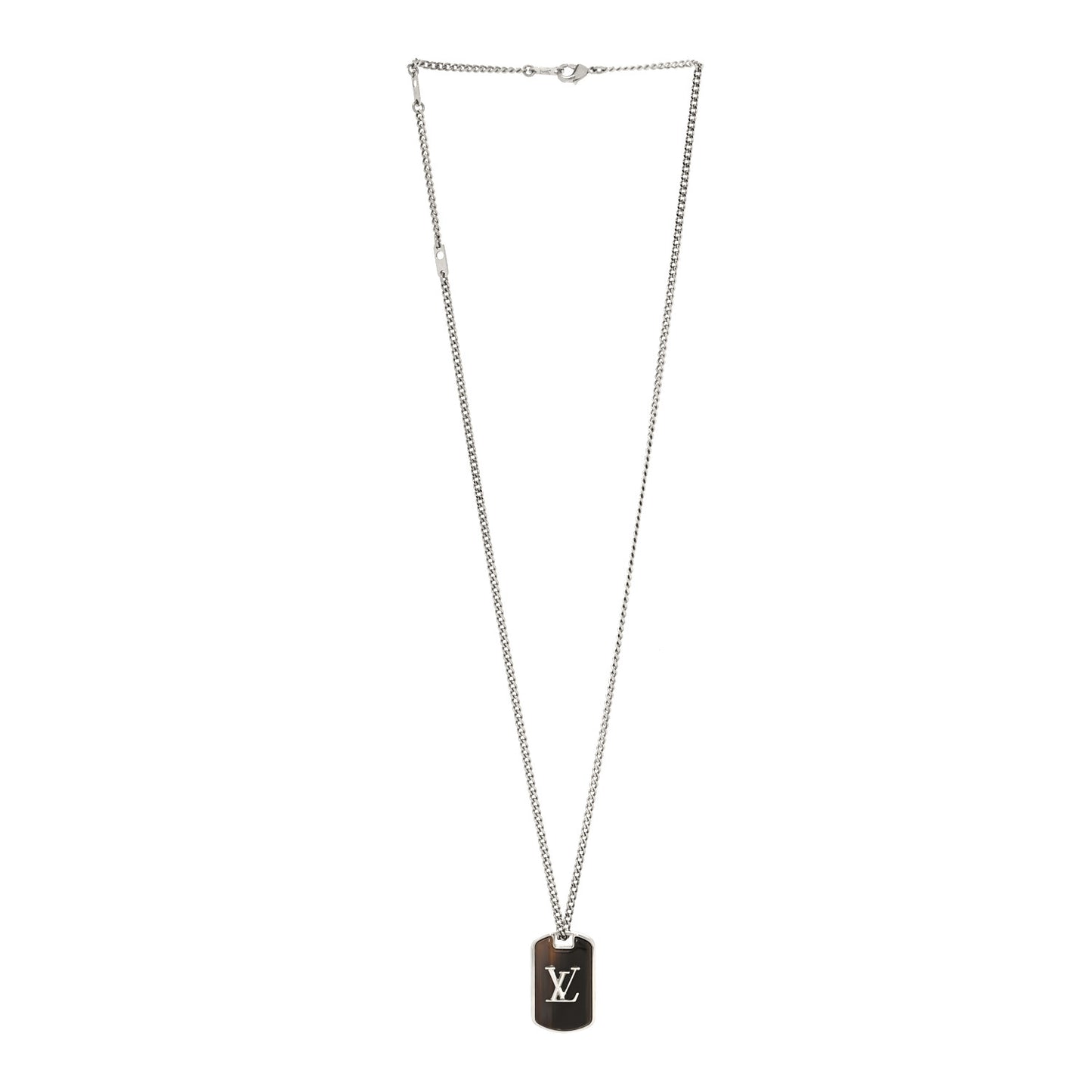 Monogram Chain Shades Locket Pendant Necklace Silver
