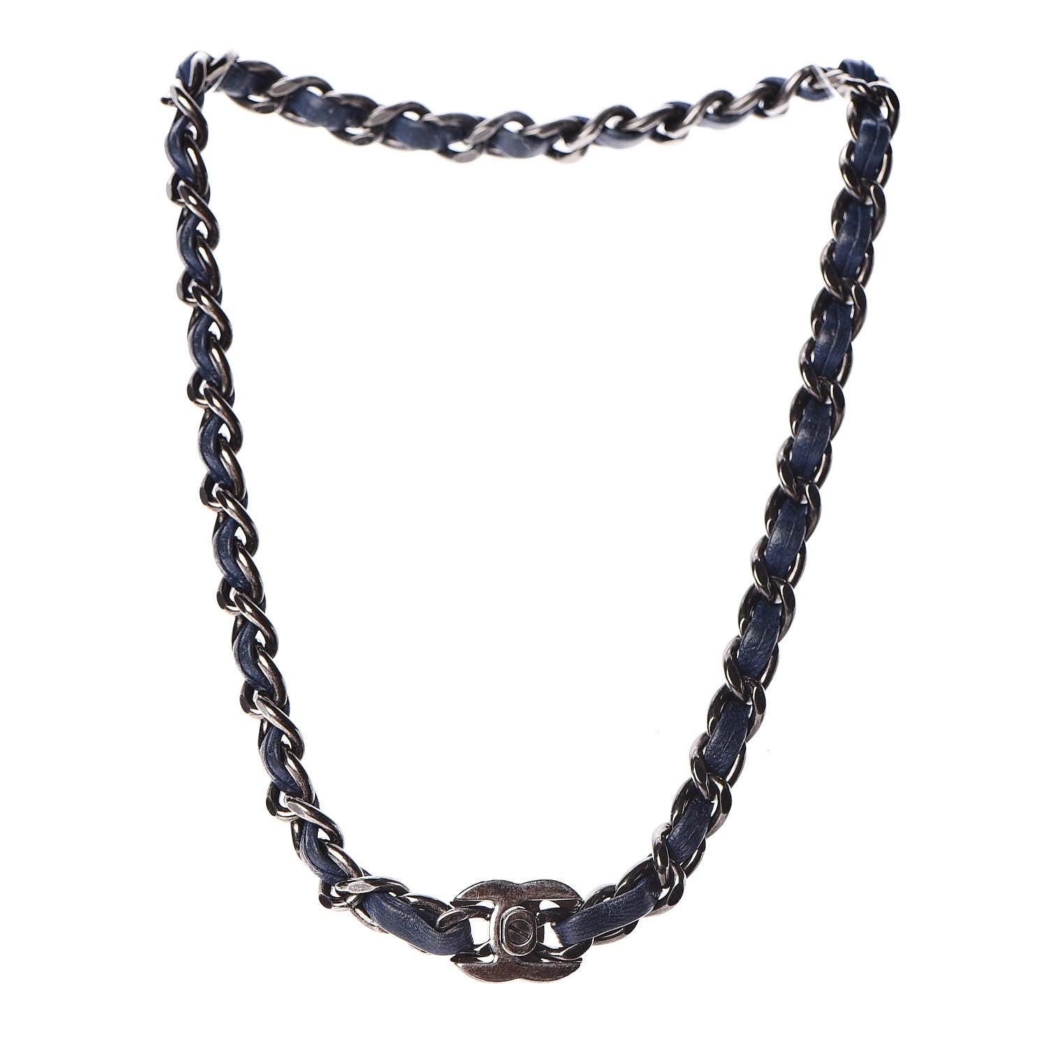 Chanel Lambskin CC Turnlock Choker Necklace Navy Blue 1 of 3