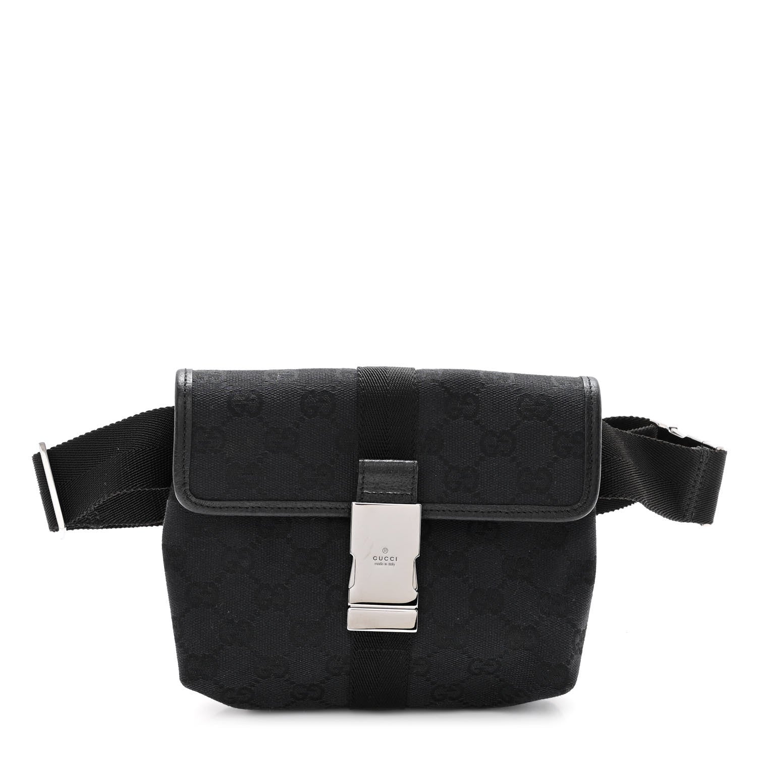 Gucci GG Monogram Web Buckle Belt Bag Black 1 of 9