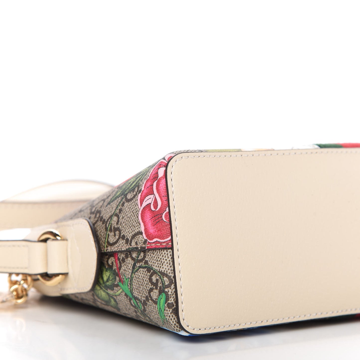 GG Supreme Monogram Flora Web GG Small Ophidia Dome Shoulder Bag White