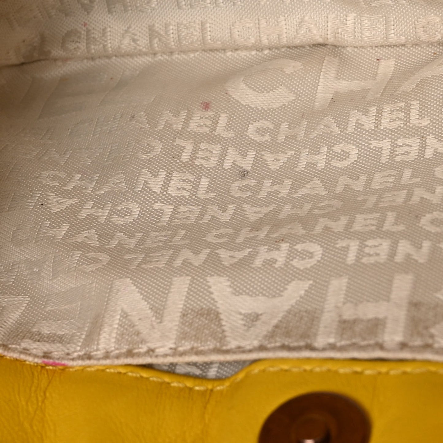 Patent Camellia Embossed Pochette Yellow