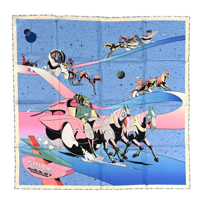 Hermes Silk Space Derby Scarf 90 Bleu Ciel Rose Vert Amande 1 of 4