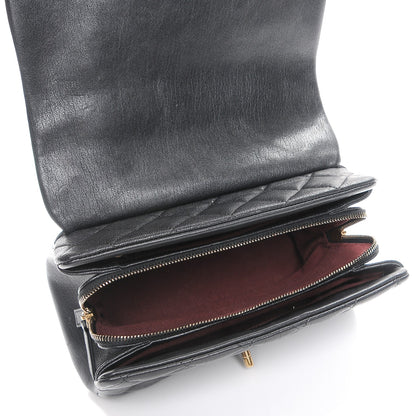 Chanel Shiny Sheepskin Quilted Small Trapezio Flap Black 5 of 7