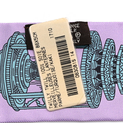 Hermes Silk Merveilleuses Lanternes Twilly Parme Turquoise Kaki 3 of 4