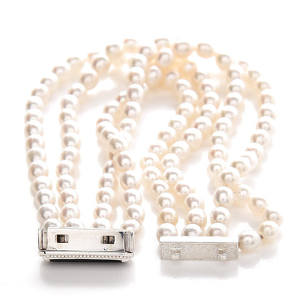 Tiffany Sterling Silver Onyx Freshwater Pearl 5-5.5mm Ziegfeld Four Strand Bracelet 3 of 4