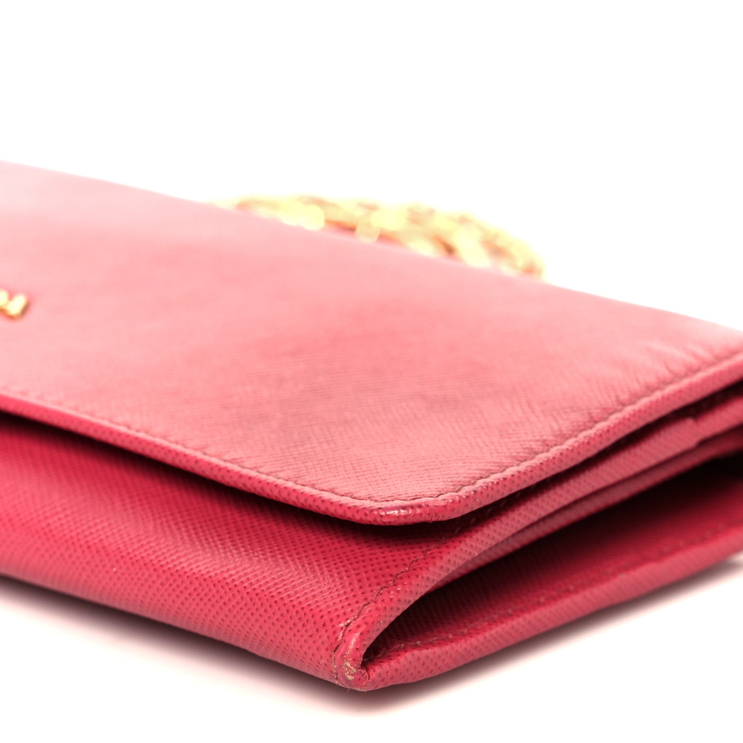 Prada Saffiano Metal Oro Chain Wallet Peonia 1789187 – FASHIONPHILE