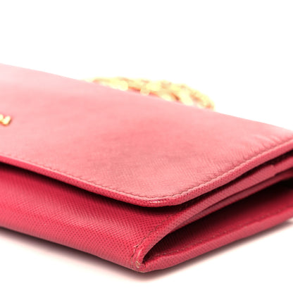 Prada Saffiano Metal Oro Chain Wallet Peonia 9 of 9