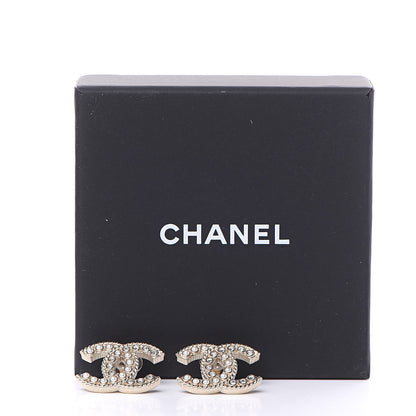 Chanel Crystal Pearl CC Earrings Light Gold 5 of 5