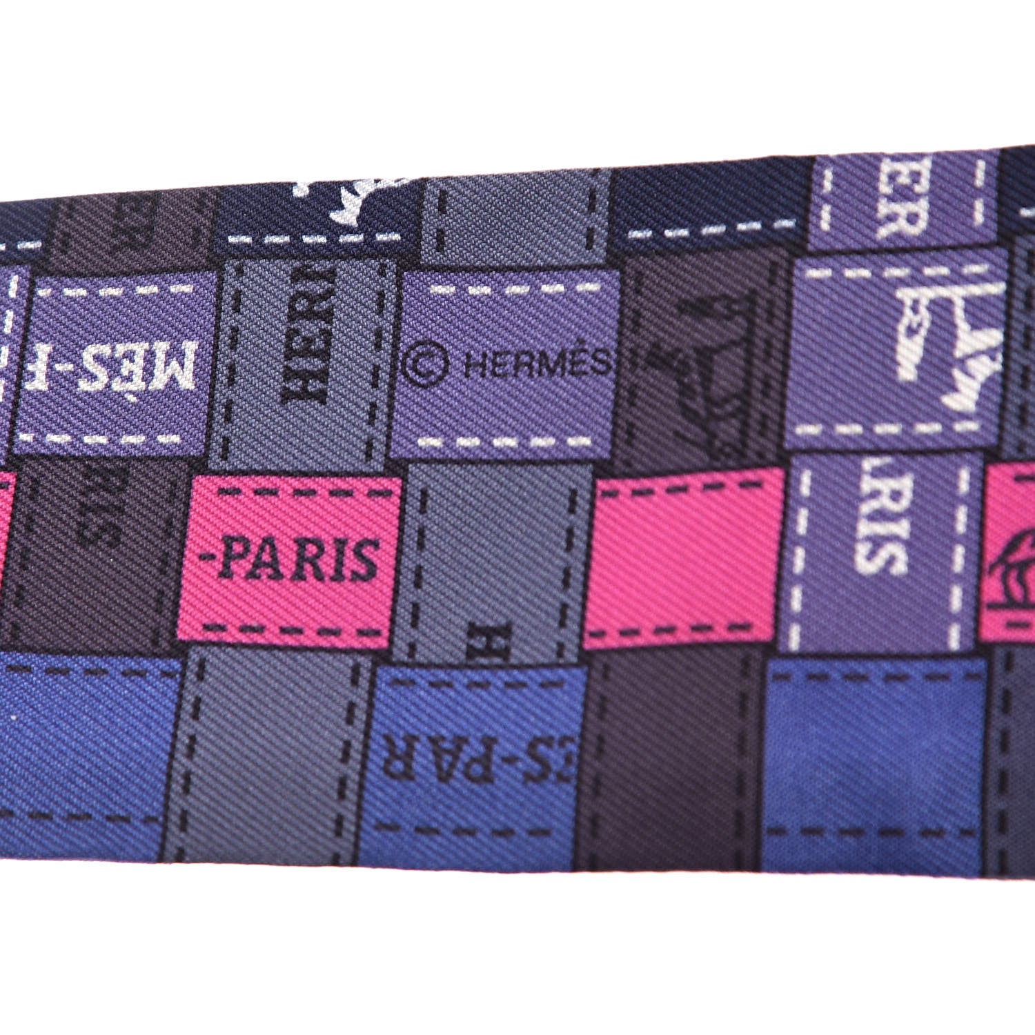 Hermes Silk Bolduc Au Carre Twilly Blue Jean Rose Vif Anthracite 4 of 4