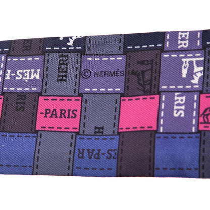 Hermes Silk Bolduc Au Carre Twilly Blue Jean Rose Vif Anthracite 4 of 4