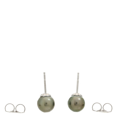Mikimoto 18K White Gold Tahitian Cultured Pearl 8.5-9mm Stud Earrings 3 of 5