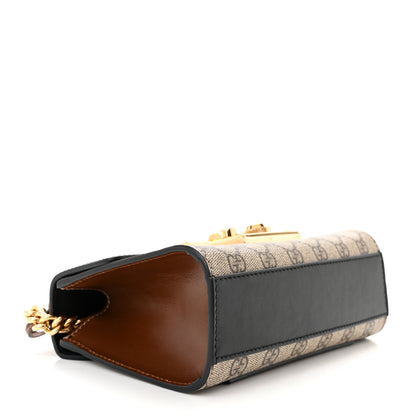 Gucci GG Supreme Monogram Calfskin Small Padlock Shoulder Bag Beige Black Cuir 4 of 11