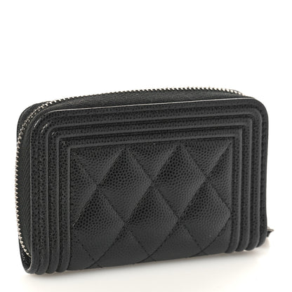 Chanel Caviar Quilted Boy Zip Around Coin Purse Wallet Black 3 of 10