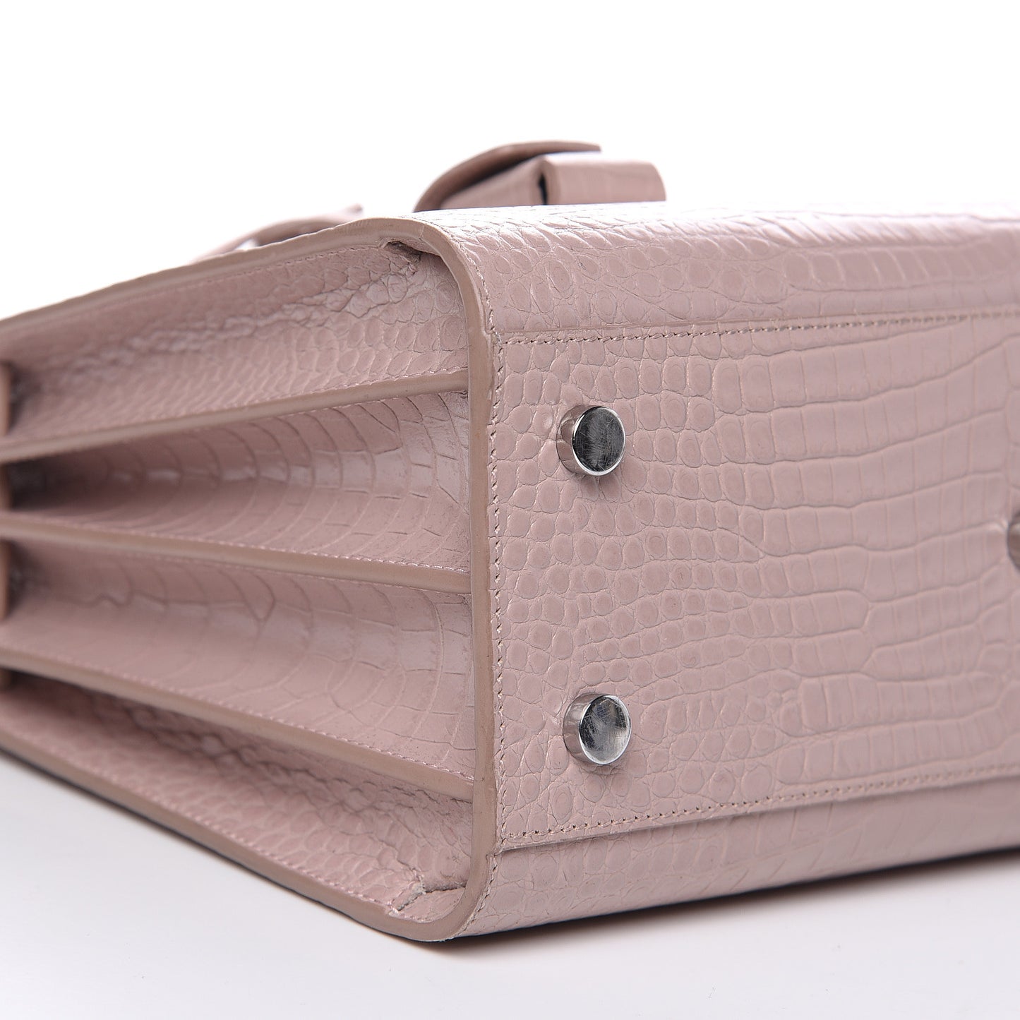 Calfskin Crocodile Embossed Baby Sac De Jour Rose Antic