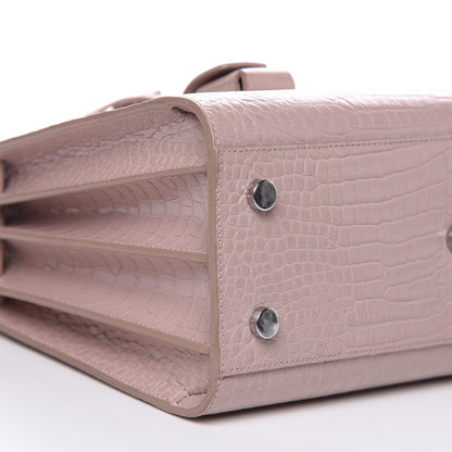 Saint Laurent Calfskin Crocodile Embossed Baby Sac De Jour Rose Antic 8 of 15