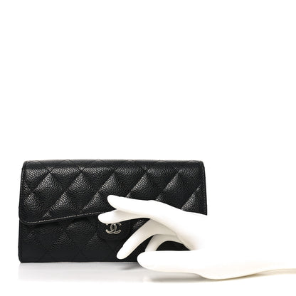 Chanel Caviar Quilted Large Gusset Flap Wallet Black 2 of 9