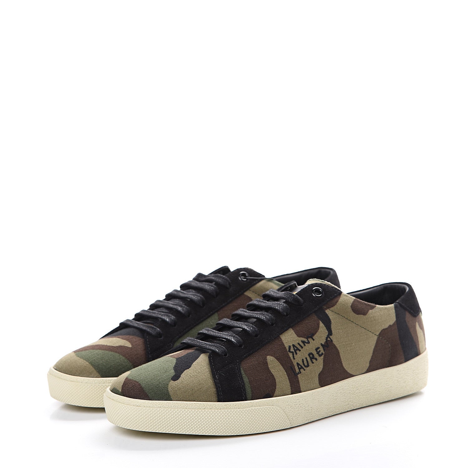 Saint Laurent Canvas Camouflage Signa SL/06 Low Top Sneakers 42 Kaki 3 of 8