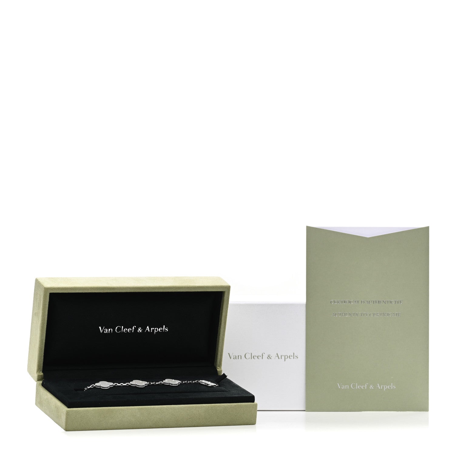 Van Cleef & Arpels 18K White Gold Mother of Pearl 5 Motifs Vintage Alhambra Bracelet 5 of 5