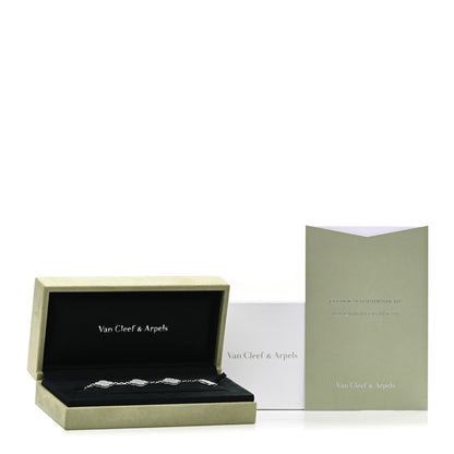 Van Cleef & Arpels 18K White Gold Mother of Pearl 5 Motifs Vintage Alhambra Bracelet 5 of 5