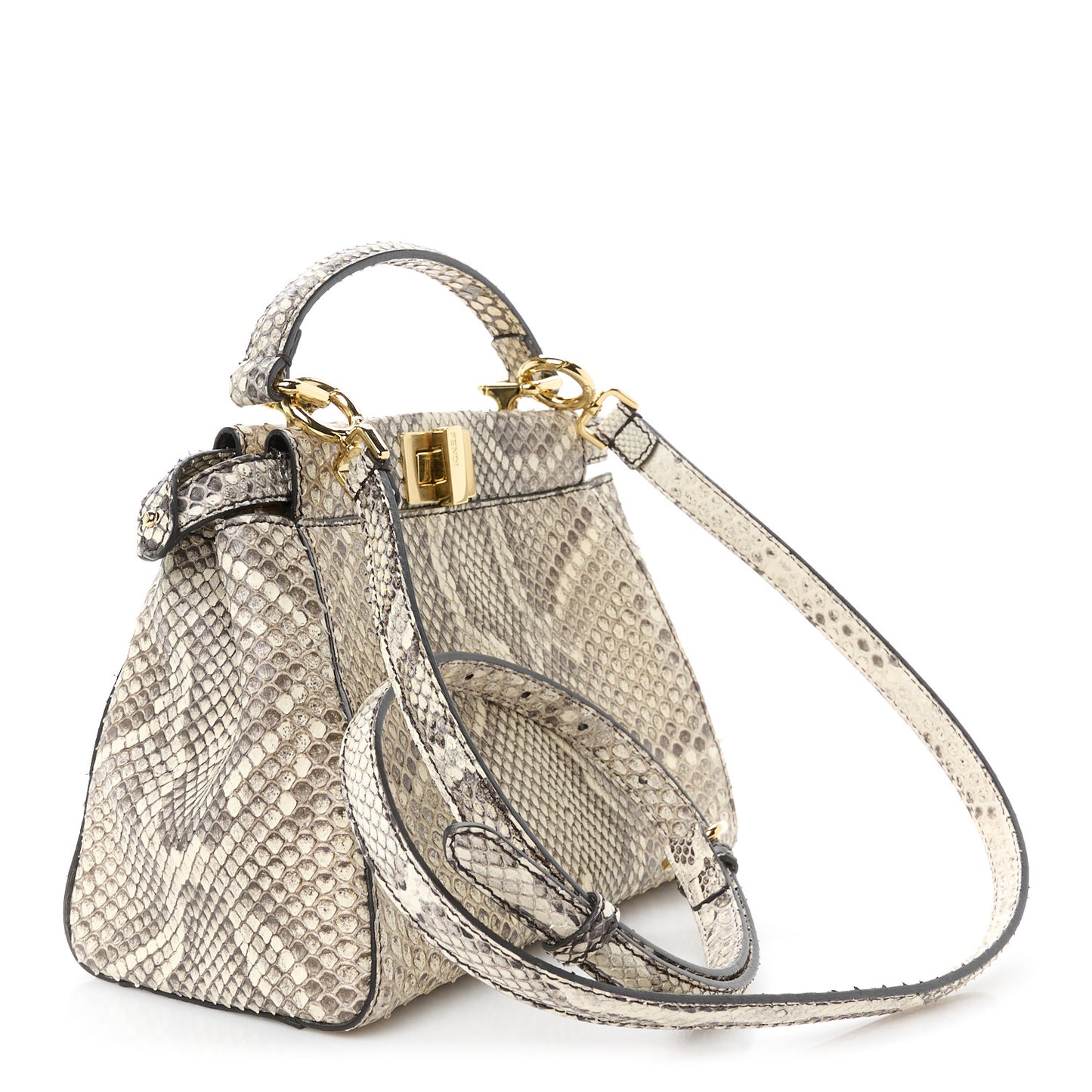 Snakeskin Shiny Nappa Mini Peekaboo Iconic Satchel Daisy Roccia Camelia