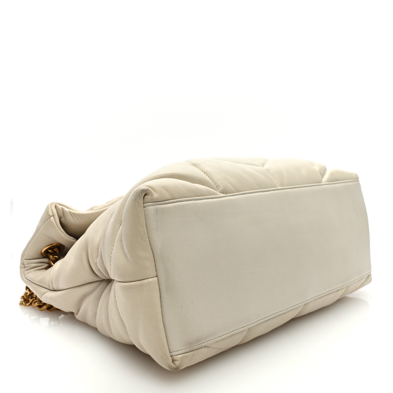 Saint Laurent Lambskin Quilted Medium Loulou Puffer Monogram Chain Satchel Crema Soft 4 of 8