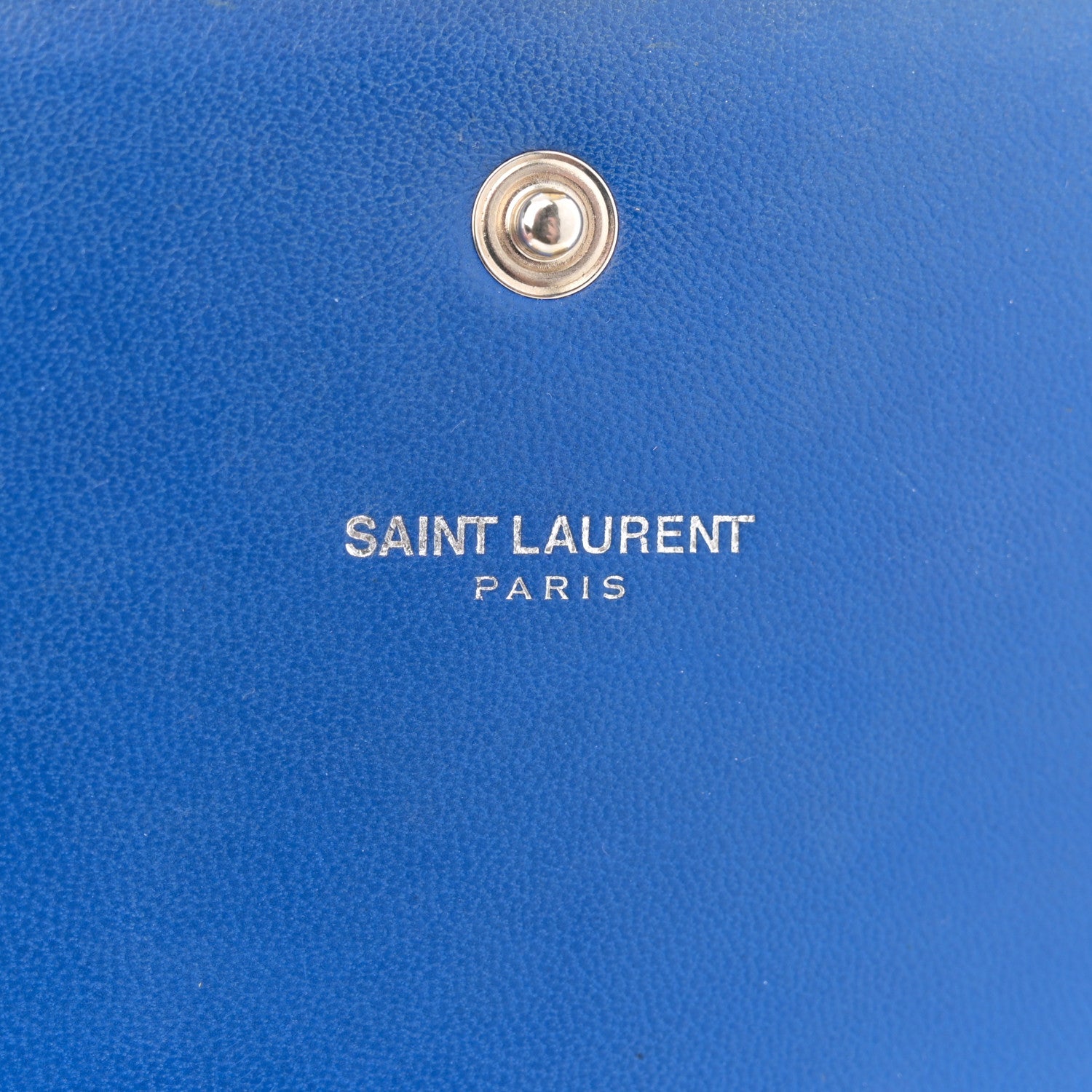 Saint Laurent Calfskin Crocodile Embossed Monogram Chain Wallet Royal Blue 7 of 18