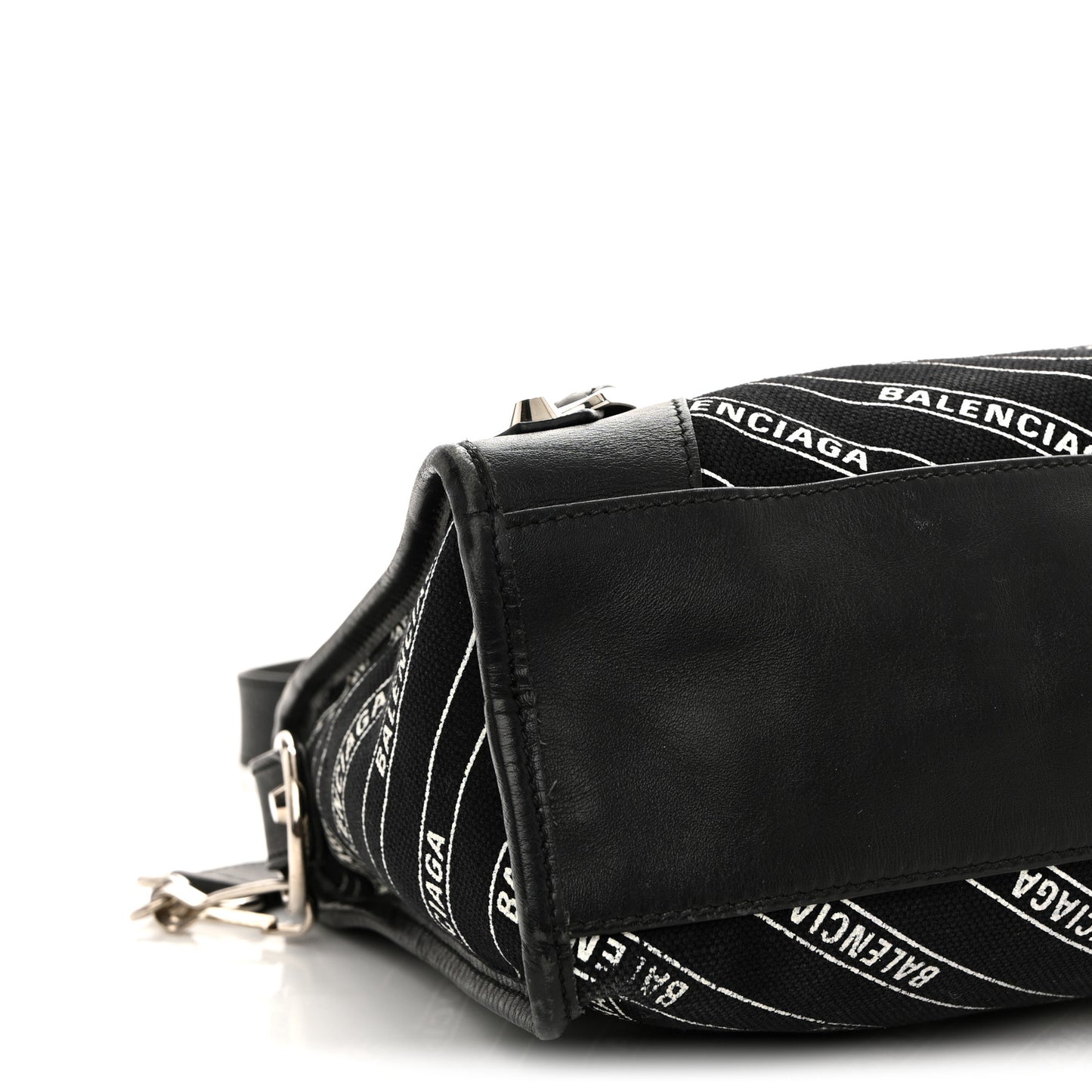 Canvas Satin Calfskin Diagonal Allover Logo Print Classic Silver Hardware S City Black White