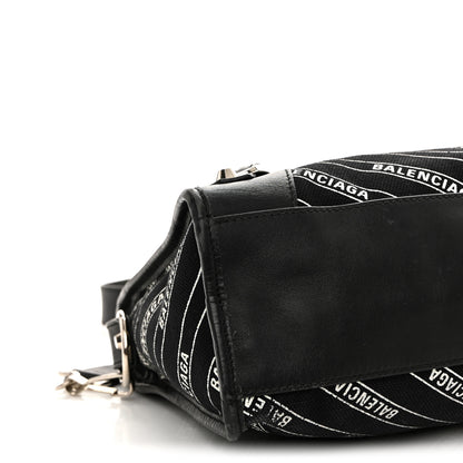 Balenciaga Canvas Satin Calfskin Diagonal Allover Logo Print Classic Silver Hardware S City Black White 10 of 12