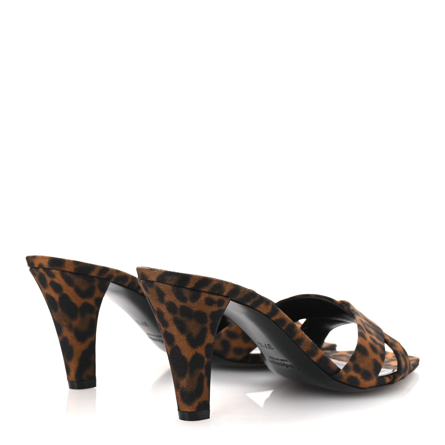Grossgrain Leopard Print Jill Mules 37.5 Brown