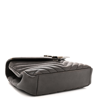 Saint Laurent Sheepskin Matelasse Chevron Monogram Medium College Bag Light Coal 4 of 12