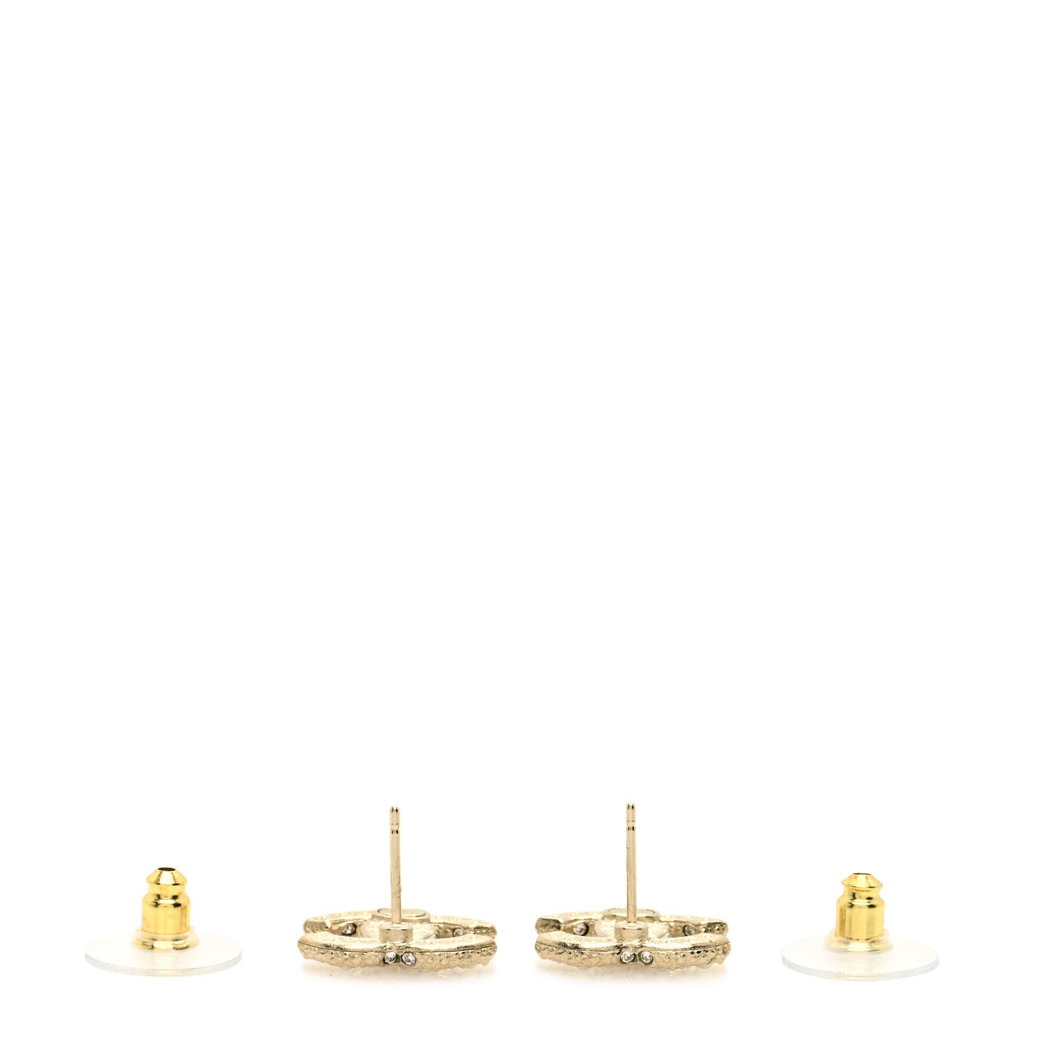 Chanel Pearl Crystal CC Earrings Light Gold 2 of 3
