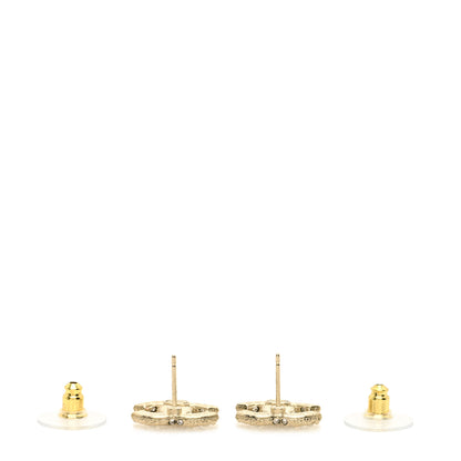 Chanel Pearl Crystal CC Earrings Light Gold 2 of 3