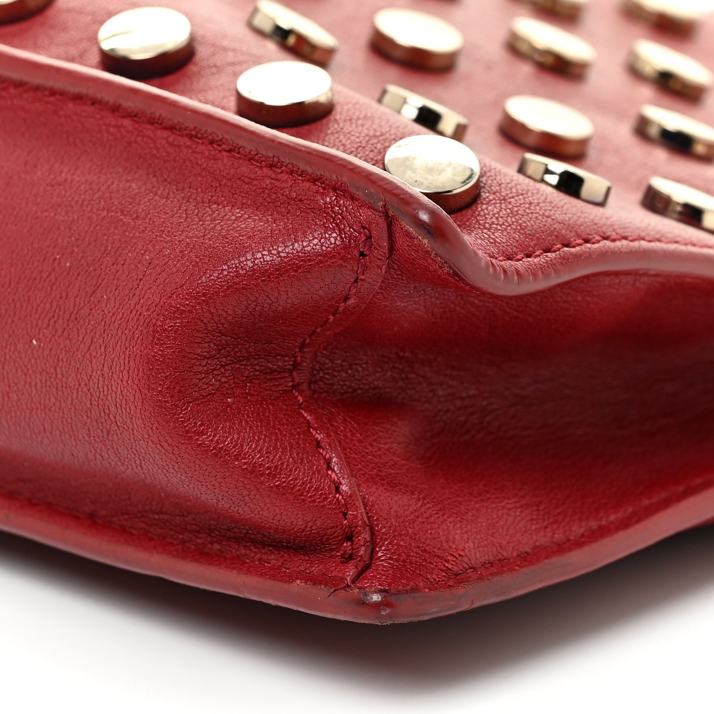 Calfskin Studded Crossbody Red