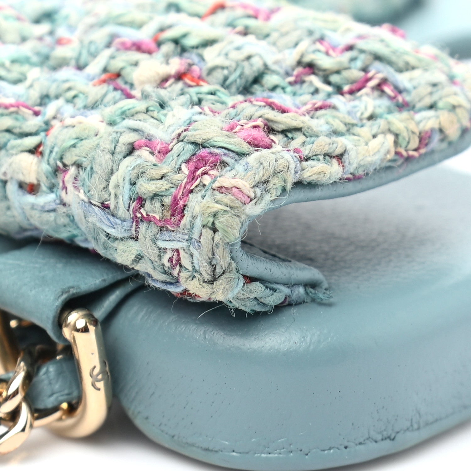 Chanel Tweed Quilted iPhone XII Pro Case With Chain Turquoise Purple White Red 14 of 14