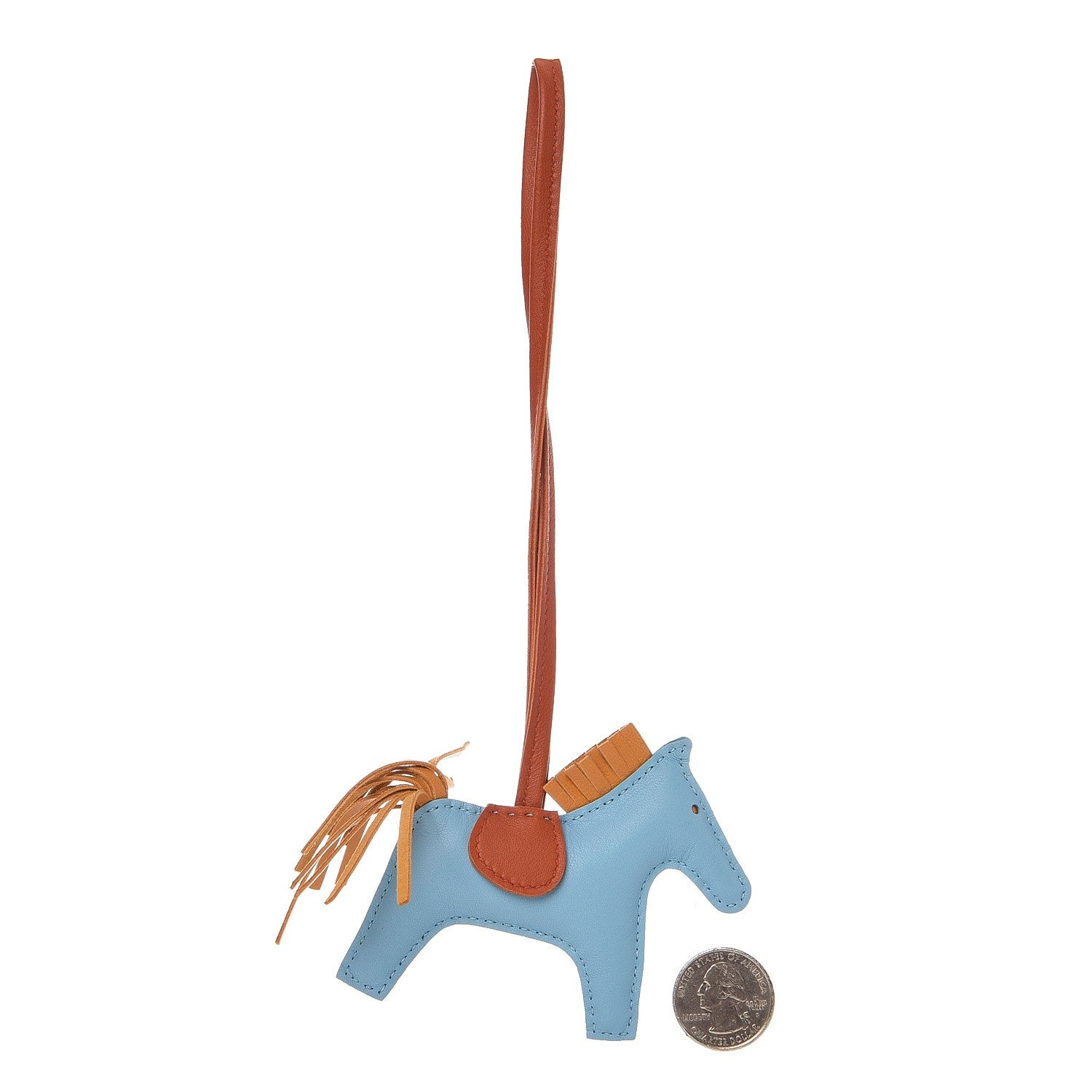 Hermes Milo Lambskin Grigri Rodeo Horse Bag Charm PM Celeste Naturel Bouton D'Or Cornaline 2 of 4