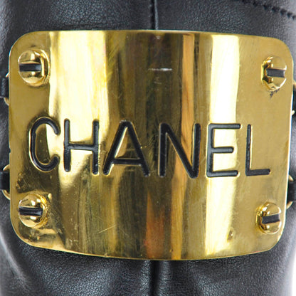 Chanel Leather CC Combat Boots 39 Black 5 of 6