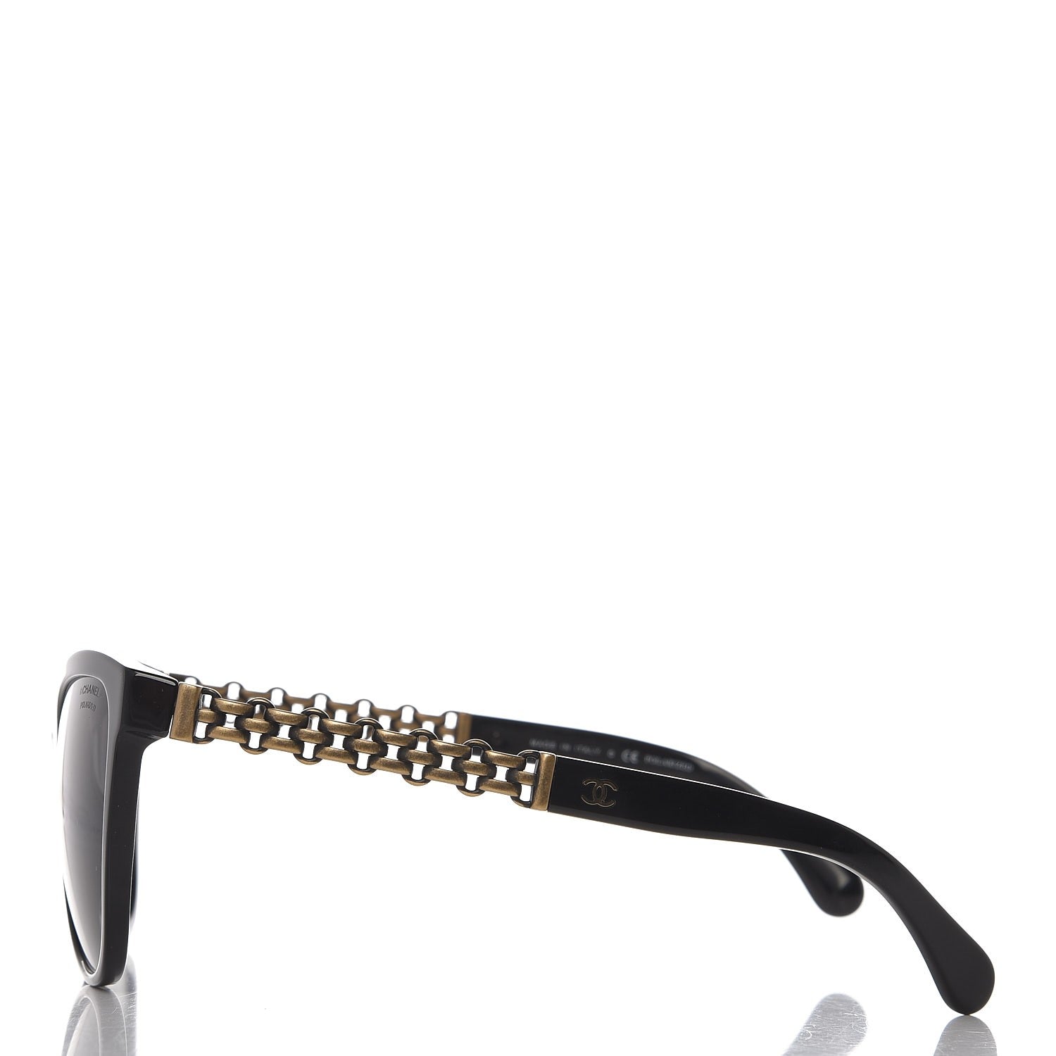 Chanel Cat Eye Chain Polarized Sunglasses 5326 Black 4 of 20